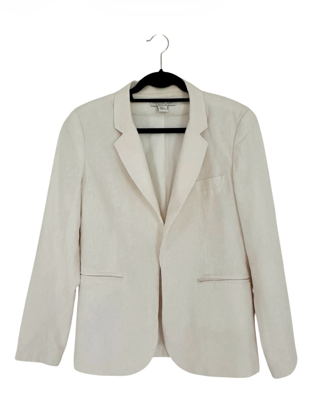 Rachel Zoe Ivory Linen Blend Open Front Blazer